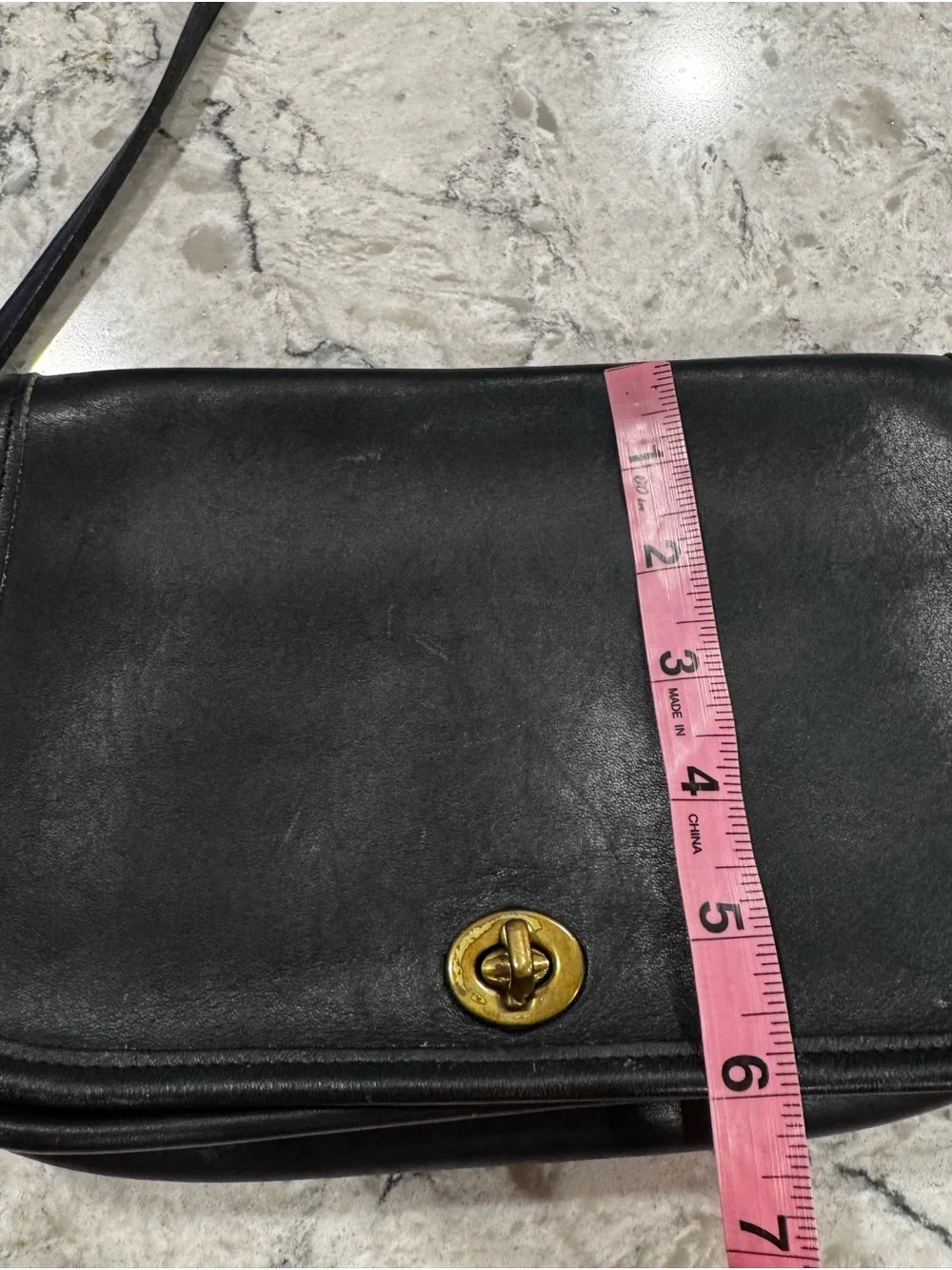 Coach Black Leather Crossbody with Gold-Tone Hardware